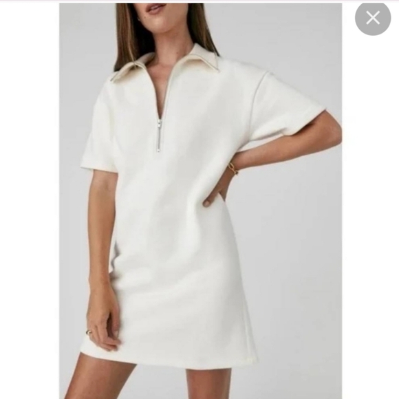 Reformation Hampton Sweat Dress Cotton With Fleece Lining In Cream Size Medium - Picture 2 of 10